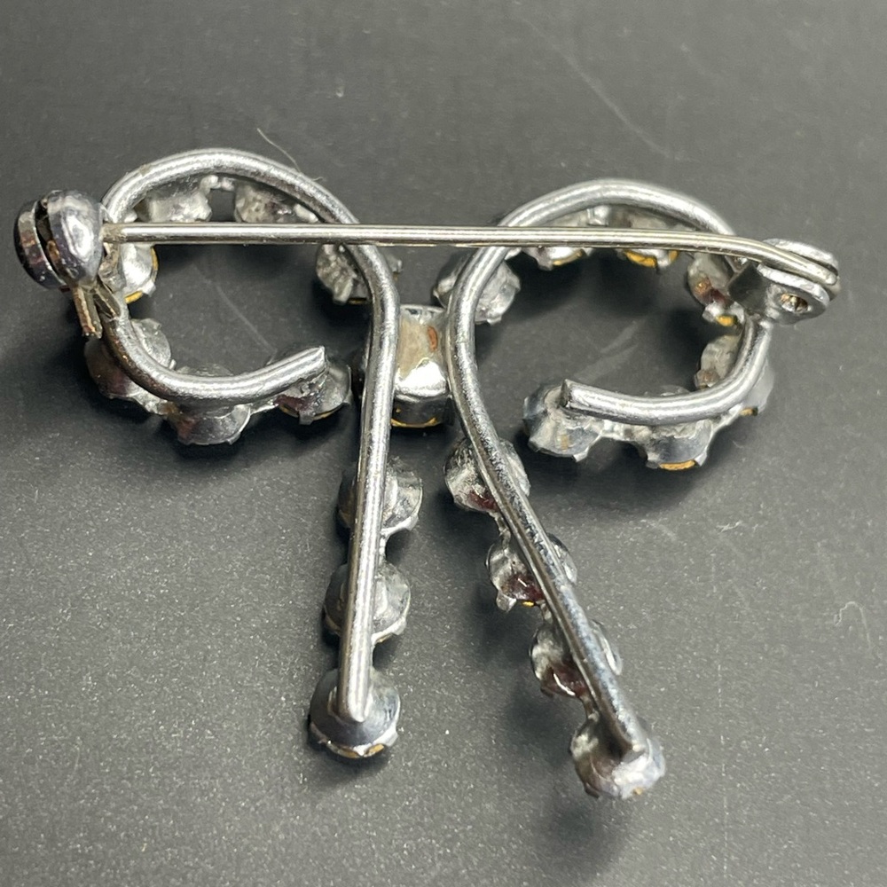 Vintage Rhinestone Bow Brooch Pin - Picture 5 of 8